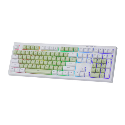 XTRIKE ME KB512 Gaming Keyboard – mechanical feeling – Rainbow LED Lighting (Green White)
